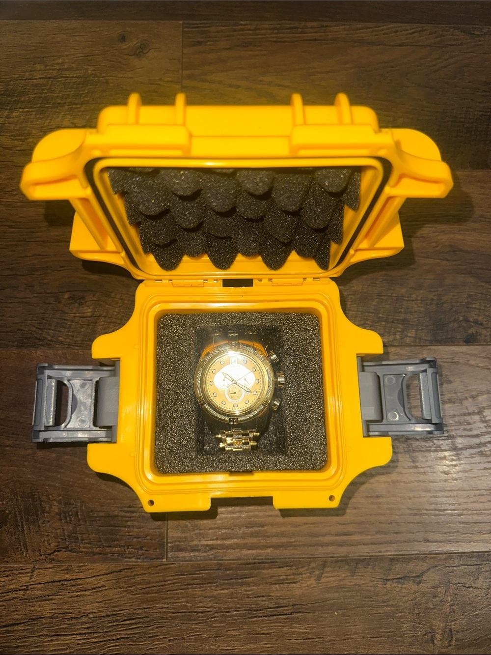 Invicta Gold and Black Men's Chronograph Watch in Yellow Case